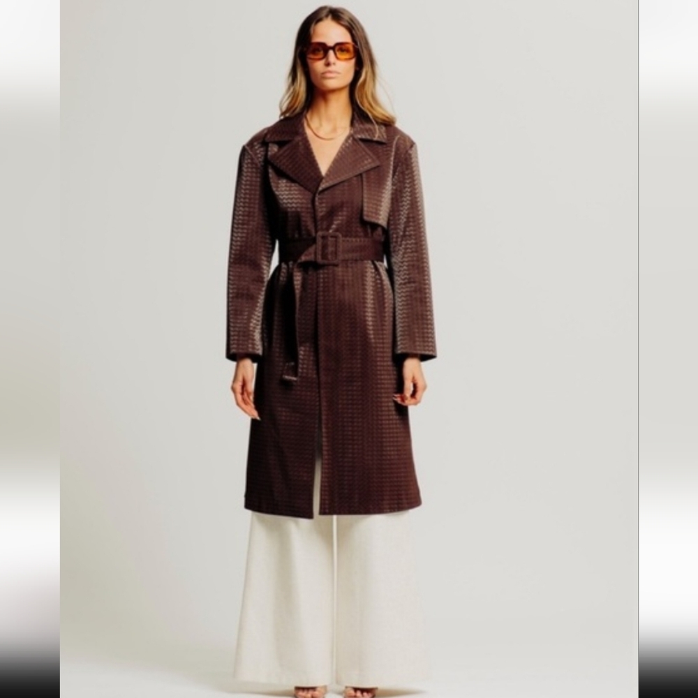 Torn By Ronny Kobo Collection Chocolate Belted Trench Coat